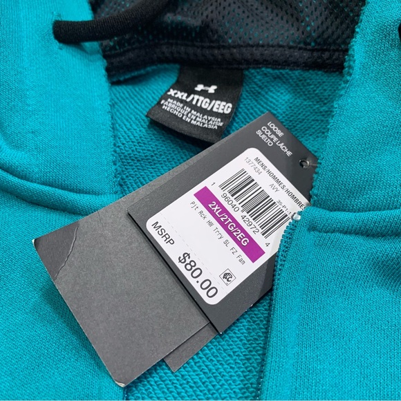 Under Armour Project Rock Sleeveless Full-Zip Hoodie in Coastal Teal (Green) XXL - Picture 11 of 13